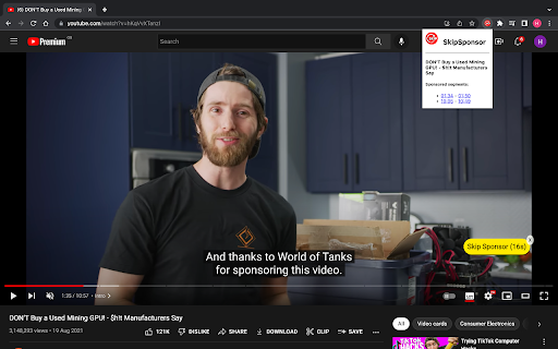 SkipSponsor – YouTube sponsor detection