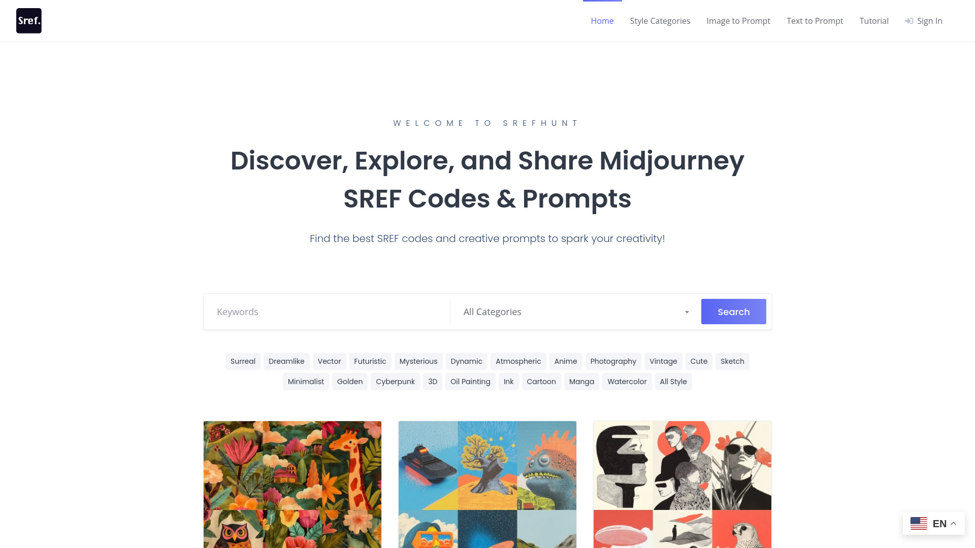 SrefHunt – Midjourney SREF Codes Library